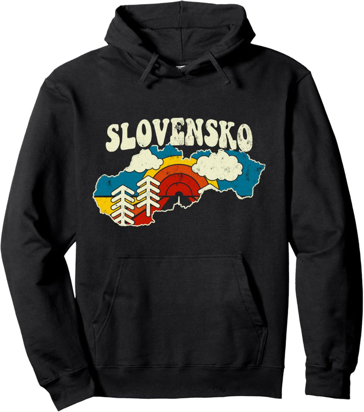 Slowakei Vintage Slowakische Landkarte Regenbogen Retro 70er Jahre Karte Pullover Hoodie