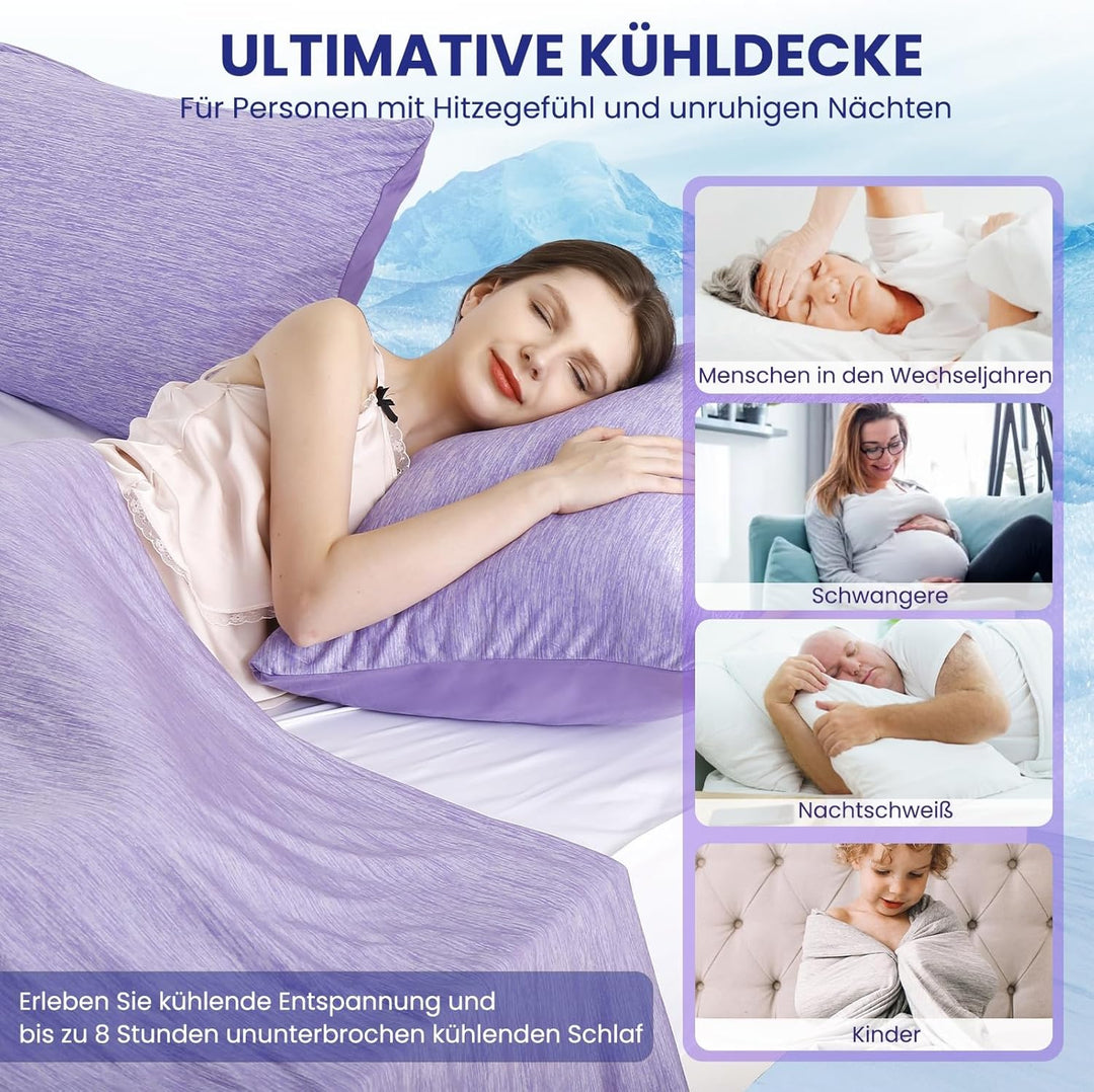 Elegear Kühldecke 150 x 200cm, Japanische Arc-Chill 3.0 Q-Max>0,5 Kühlfasern 2in1 Selbstkühlende Som