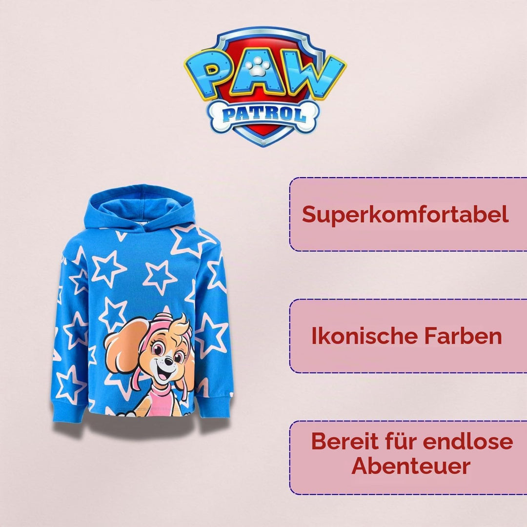PAW PATROL Hoodie für Mädchen, Hoody, Kapuzenpullover Pullover mit Kapuze 98 Blau, 98 Blau