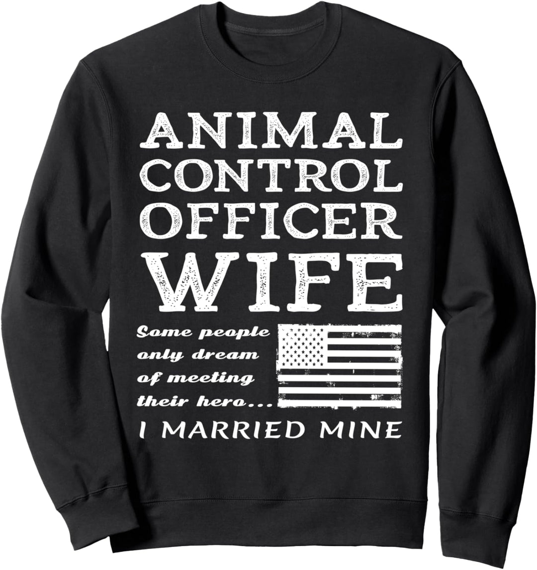 Stolze Ehefrau Eines Tierkontrolleurs Ehemann USA Flagge Sweatshirt
