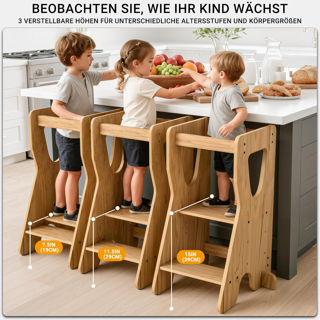 COSYLAND Lernturm ab 1 Jahr - Learning Tower - Höhenverstellbar Montessori Lernturm mit Kippschutz,