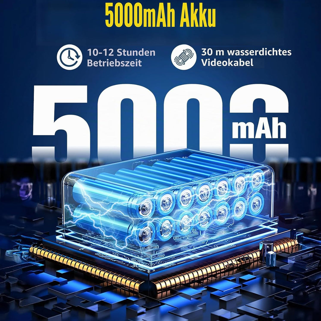 Fischfinder - Unterwasserkamera Angeln, IP68 Wasserdicht Unterwasser Kamera, 5000mAh Akku, mit 220°