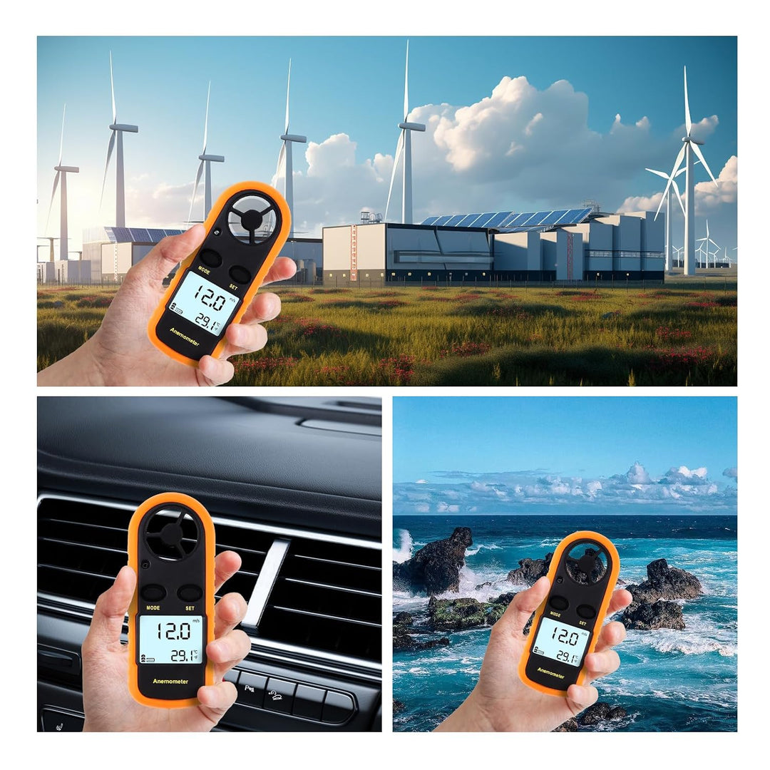 Handheld Anemometer, Digitaler Windgeschwindigkeitsmesser, Mini LCD Display Anemometer mit Schutzhül