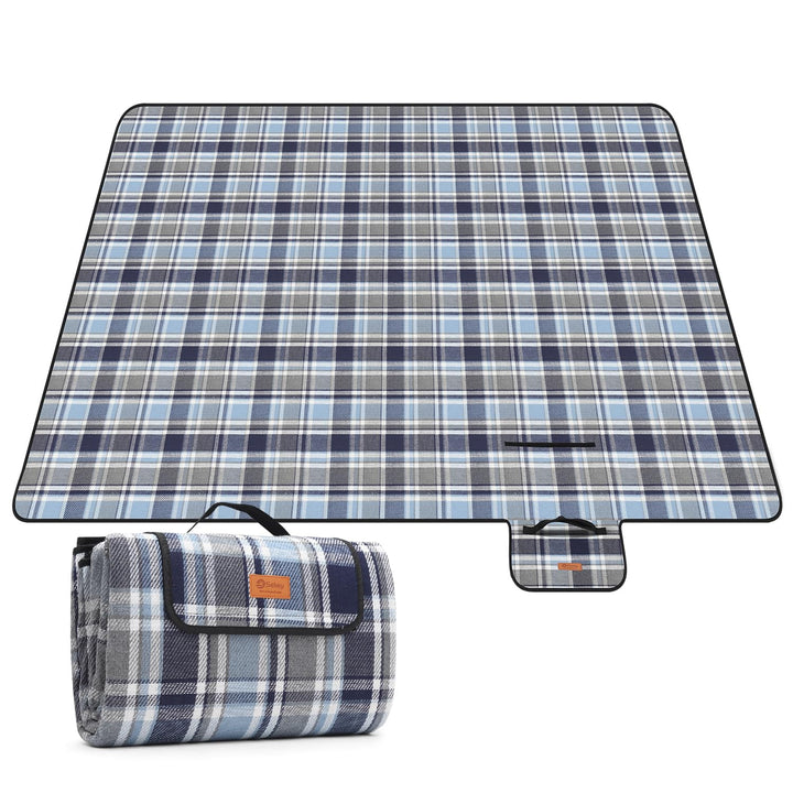 Sekey Picknickdecke Wasserdicht 200x200 cm, Karierte Stranddecke Sandfrei, 3-Schicht Struktur, Gepol