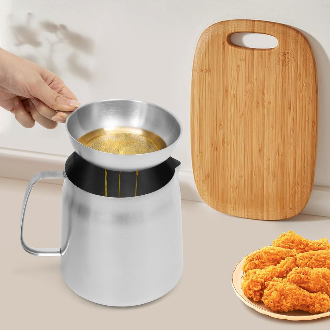 2 L Friteuse mit Siebkorb &amp; Ölsieb - Frittiertopf aus 304 Edelstahl, Kleine Friteuse für Tempura Pom