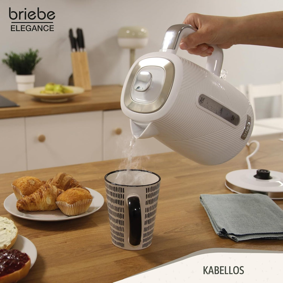 briebe Elegance Wasserkocher 1,7L Elektrischer Teekocher 2200W Schnell Aufheizender, BPA-frei, 360°