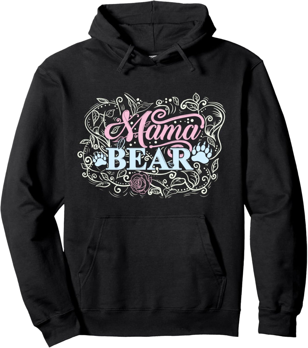 Mama Bear Drawn Art Gift For Mom Pullover Hoodie