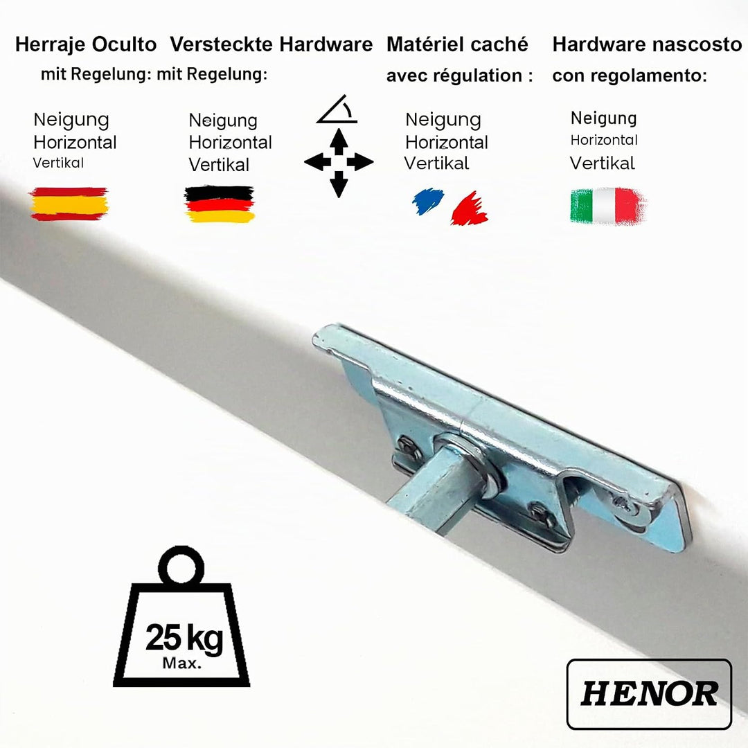 Henor Wandregal FSC® Holzwandregal 50 x 20 x 2.5 cm. Laden Sie 25 kg. Weiss 50 Weiss, P-20 Cm., 50 W