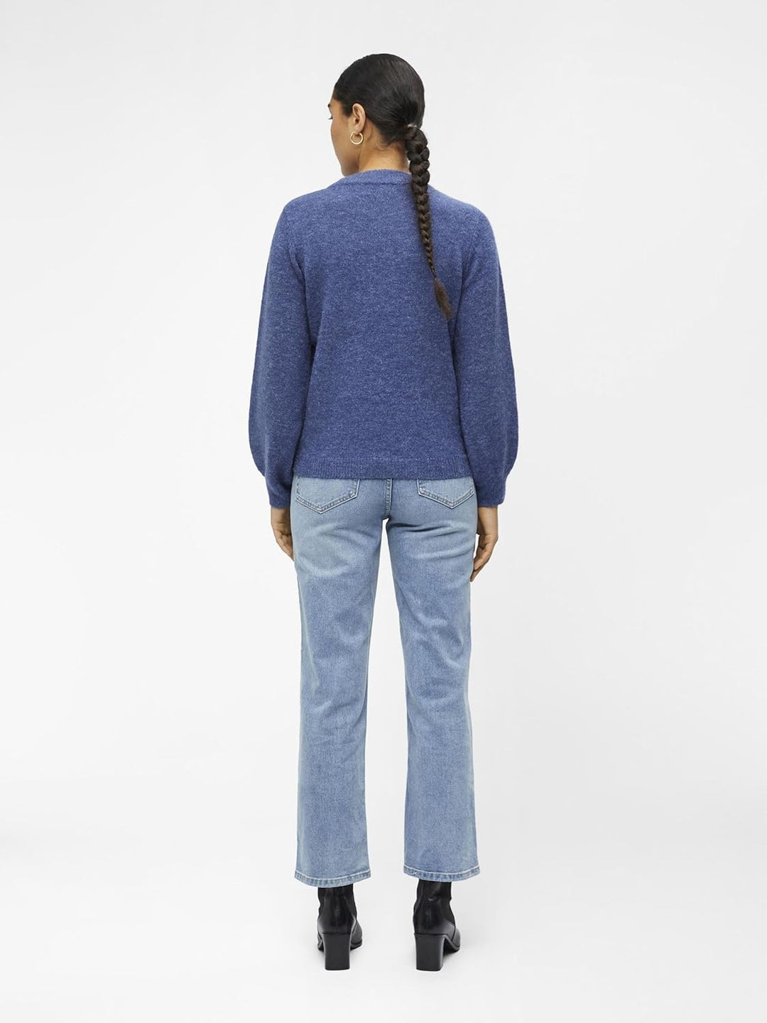 Object Damen Objeve Nonsia L/S Knit Noos Pullover XS Bijou Blue, XS Bijou Blue