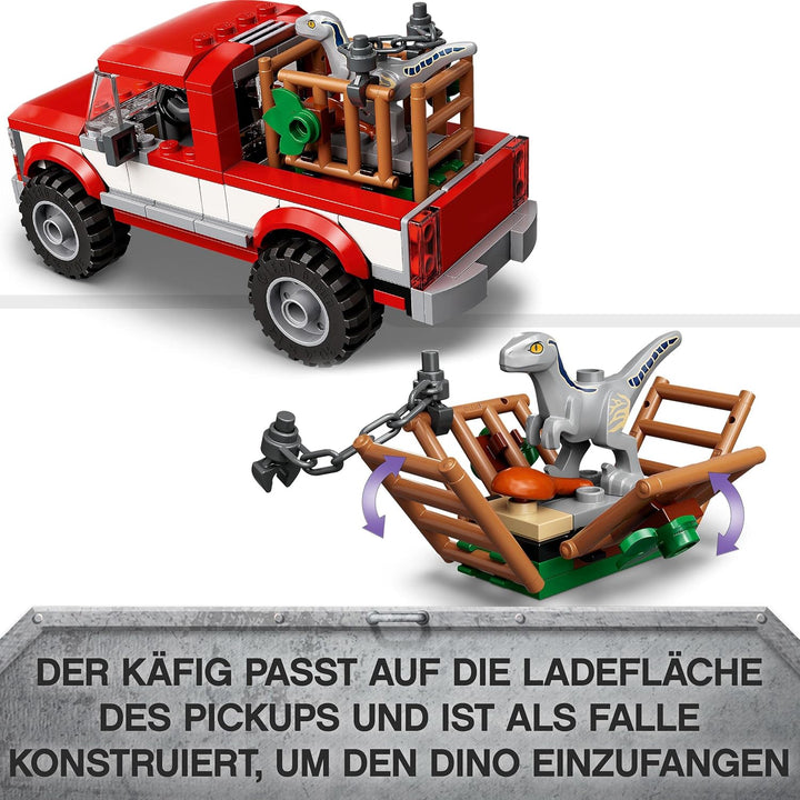 LEGO Jurassic World Blue &amp; Beta in der Velociraptor-Falle, Spielzeugauto mit Dinosaurier Figuren, Ge