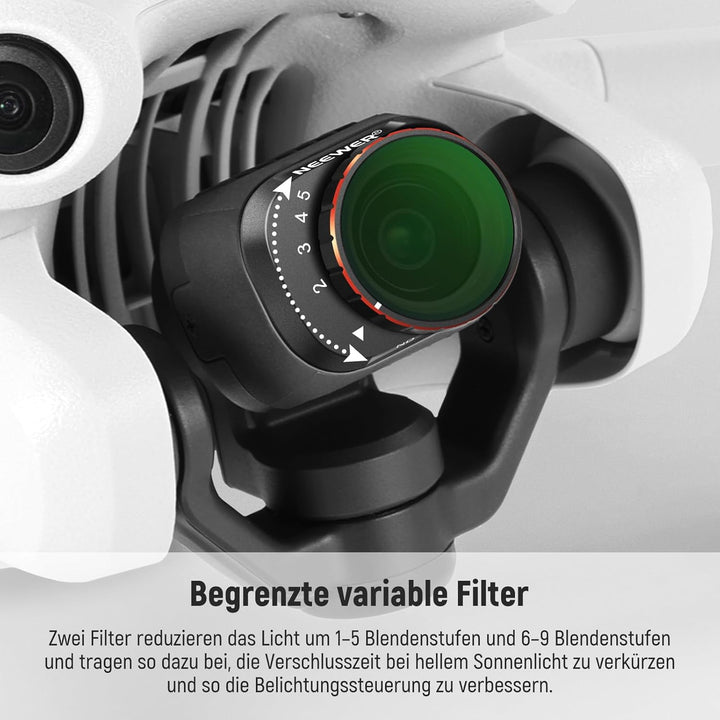 NEEWER Variable ND Filter Set kompatibel mit DJI Mini 4 Pro, 4er Pack ND2-ND32 (1-5 Blendenstufen)/N