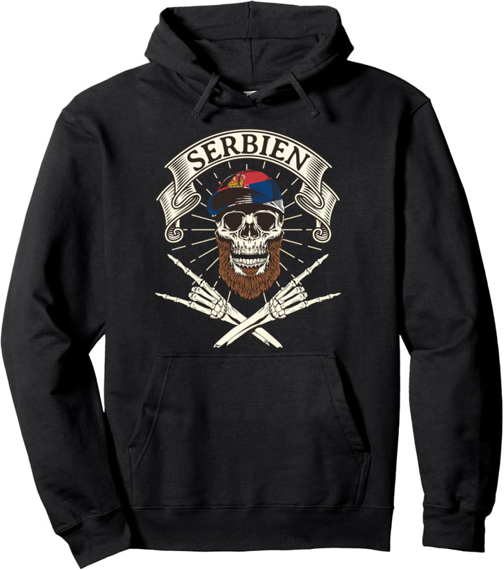 Serbien Skull Serbische Flagge Jugoslawien Srbija Pullover Hoodie
