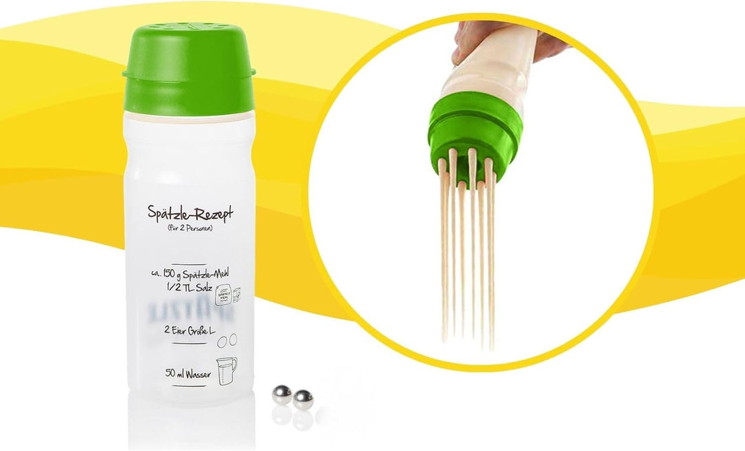 Einsteiger-Set zum Spätzle selber machen mit Spätzle-Shaker (675ml grün) 2 Portionen & Rezeptbuch (8