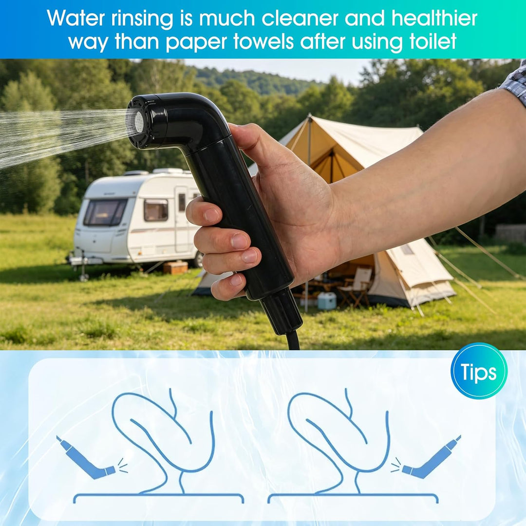 Reise Bidet Elektrisch, 2.5L Portable Bidet, Wiederaufladbares Po Dusche mit 1,2 m Filterwasserleitu