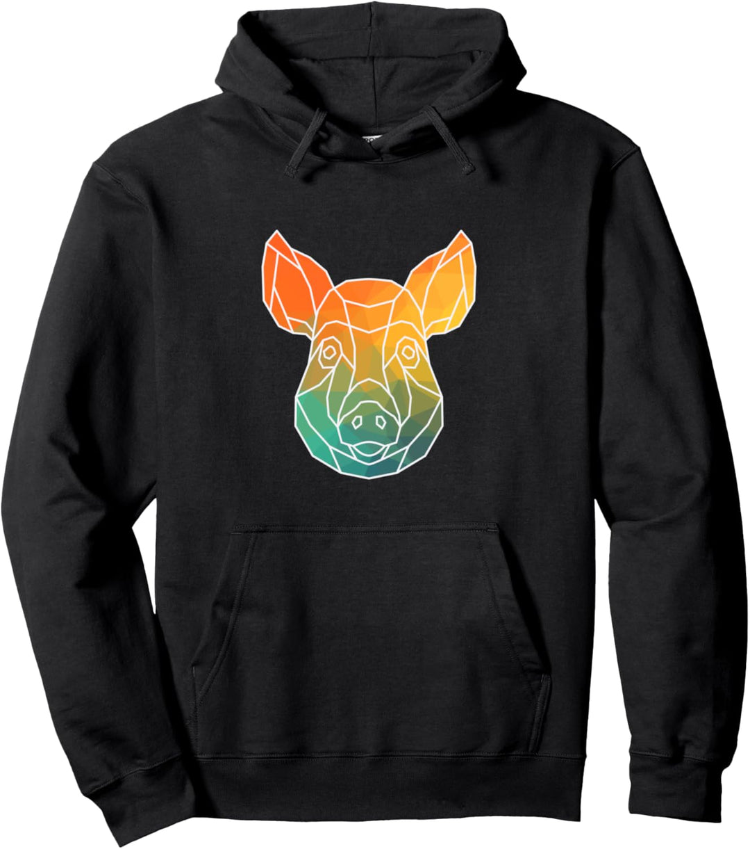 pig Silhouette Watercolor Gift Pullover Hoodie