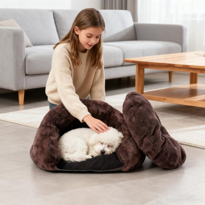 PETCUTE Haustierbett Katzenbetten Hundebetten Katze Kuschelhöhle für Katze Warmer Plüsch Katzenhöhle