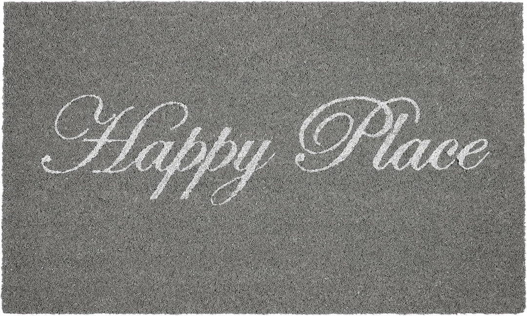 BRUBAKER Fussmatte für Aussen und Innen - Happy Place - 45 x 75 cm Schmutzfangmatte aus Kokos - Anti
