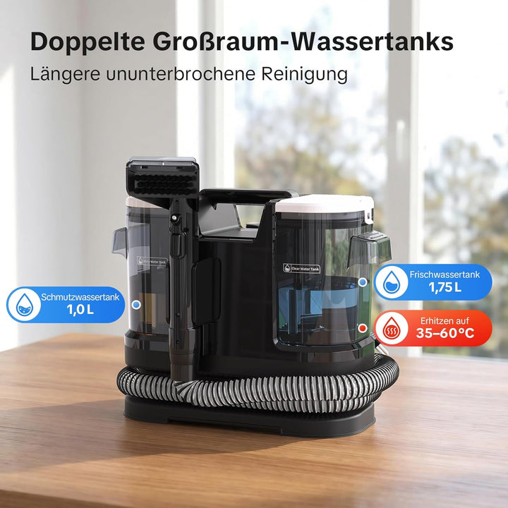 Lubluelu Nasssauger Polsterreiniger Gerät 20 kPa, 1400 W, Teppichreiniger Waschsauger mit 10 Sek. Sc