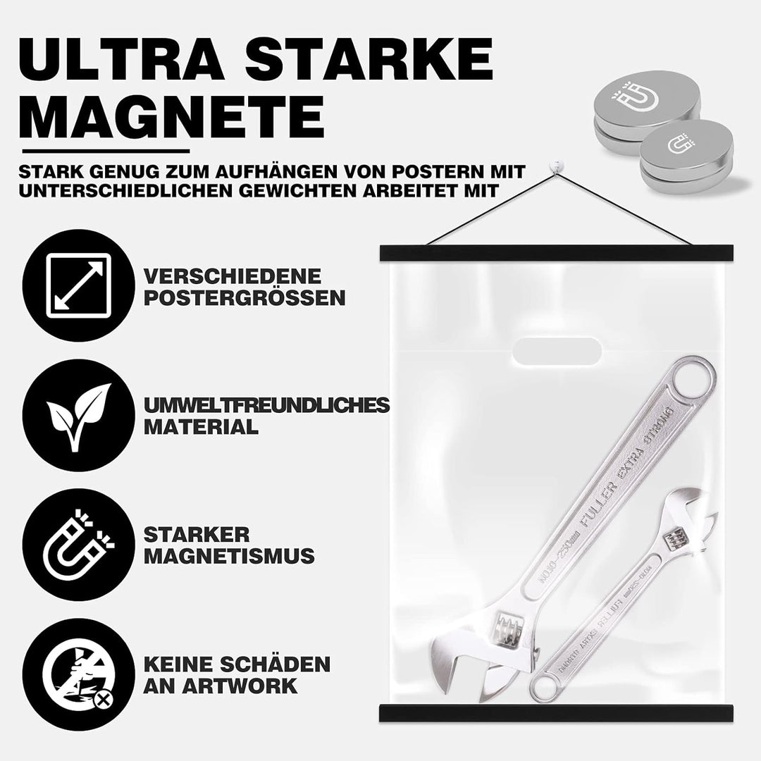 A0 Posterleiste Posterschiene Posterleisten 91CM, Magnet Magnetische Holz Poster Aufhänger Halter Ra