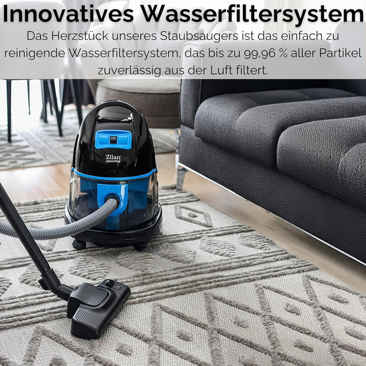 Zilan Wasser Staubsauger mit Wasserfilter | Wassersauger | Staubsauger beutellos | EEK A | H20 Saugl