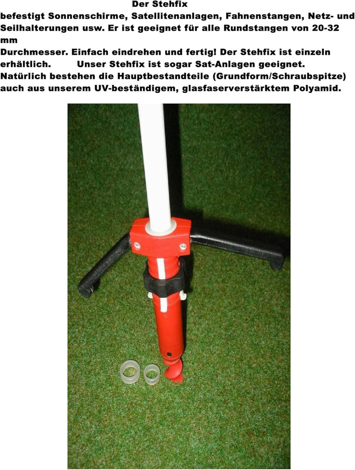 Reiseschirm-Ständer - Camping-Zeltheringe-Schraubheringe - STEHFIX BEFESTIGUNG - VERTRIEB HOLLY PROD