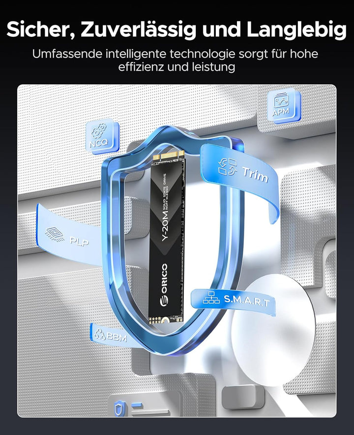 ORICO 512GB M.2 2280 SATA SSD, SATA III 6Gbps M2 SSD mit B+M Schlüssel, 500MB/s Internes Solid State