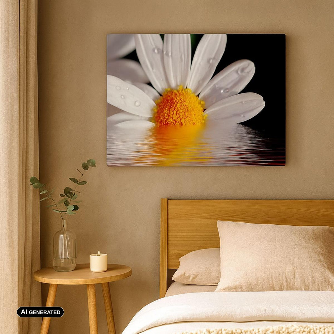 Bilder auf Leinwand Kraut Kamille Blume Wasser Leinwandbild 70x50cm Wandbilder Dekoration Wohnzimmer