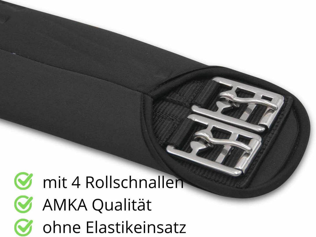 Amesbichler AMKA Sattelgurt Neopren Kurzgurt Dressurgurt schwarz | Bauchgurt für Pferde Sattel 75, 7