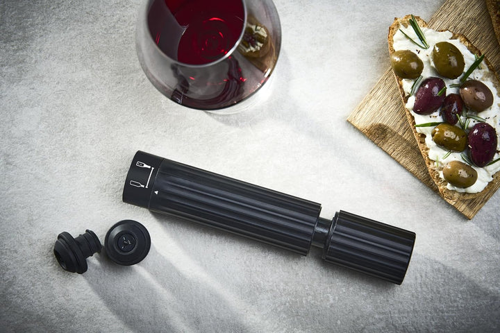 PEUGEOT - Manuelle Vakuumpumpe Preserve ABS-Finish - Doppelfunktion für Wein &amp; Schaumwein - 3 Weinve