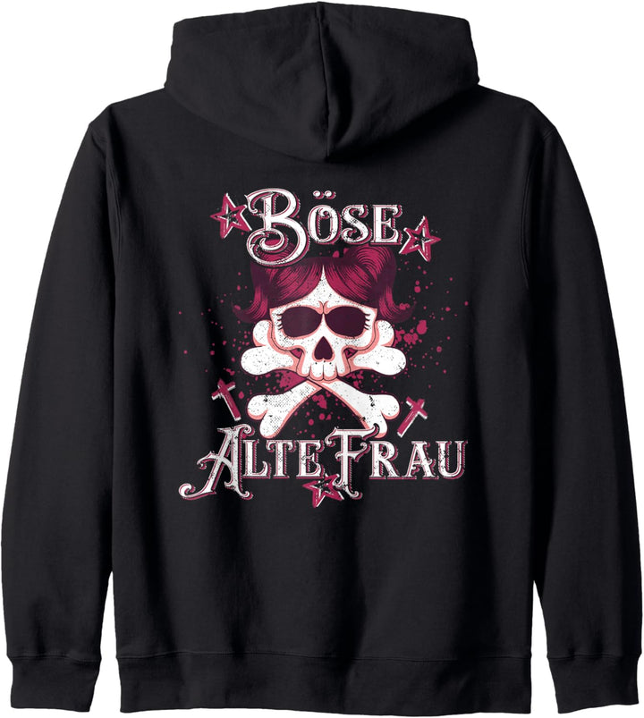 Böse Alte Frau Rockerin Kapuzenjacke