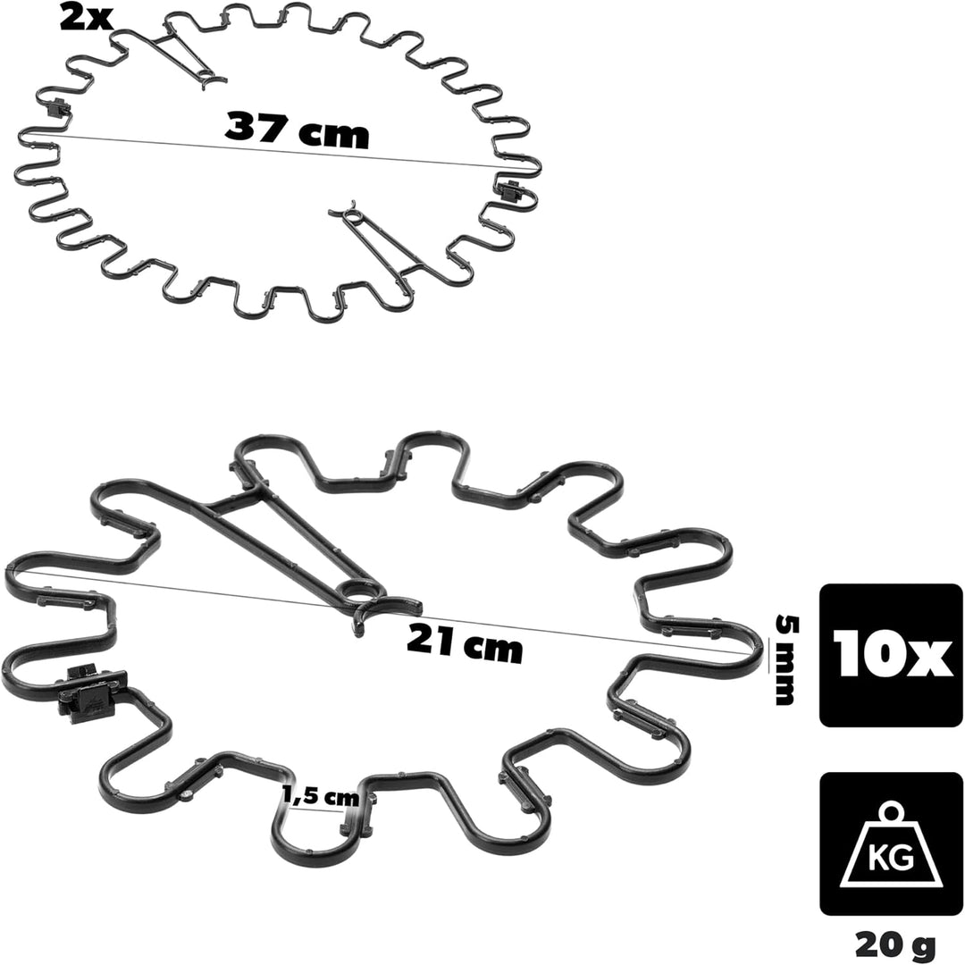 KADAX Staudenhalter Rund Ø 21 cm im 10er Set, Pflanzenhalter aus Kunststoff, Pflanzenstütze, Stauden