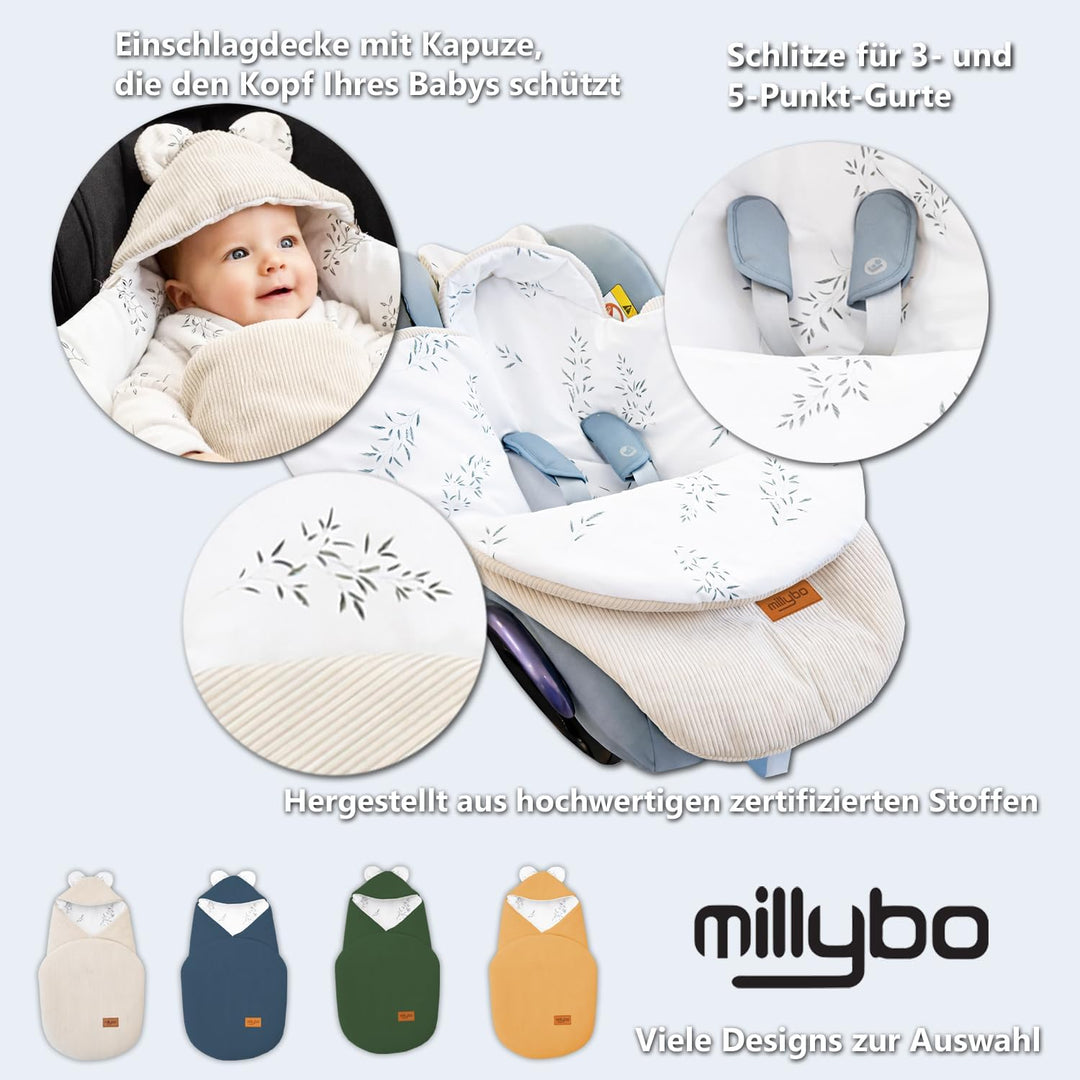 Baby Fusssack Einschlagdecke für Babyschale und Kinderwagen (Beige)
