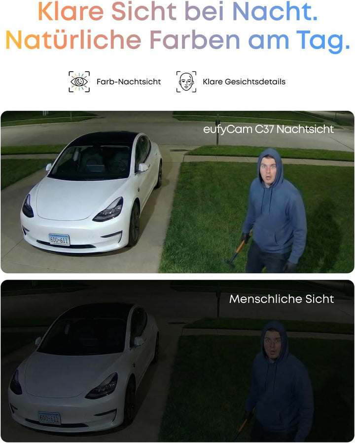 eufy Security eufyCam C37, kabellose 2K Outdoor-Überwachungskameras mit 360° KI-Tracking (Pan & Tilt