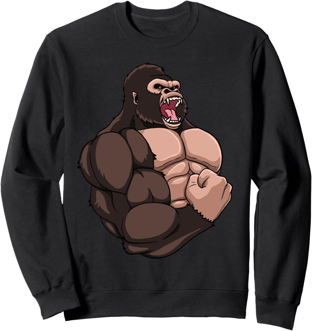 Gym Gorilla Muscular Trainer Bulking Gebäude Affe Workout Sweatshirt