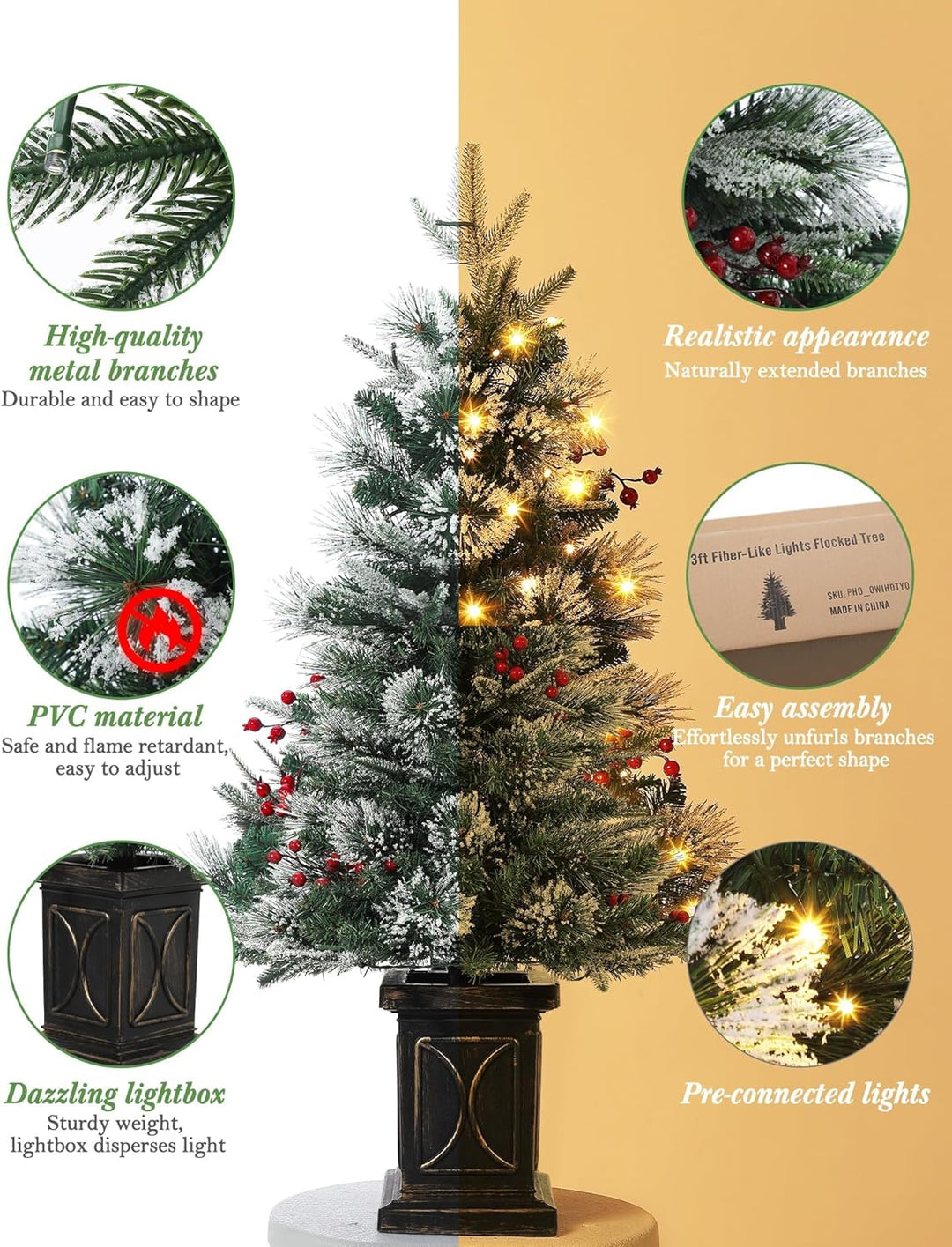 2 PCS 90 cm Künstlicher Weihnachtsbaum Mit 78 Warmweissen LED-Lichtern – Künstlicher Weihnachtsbaum