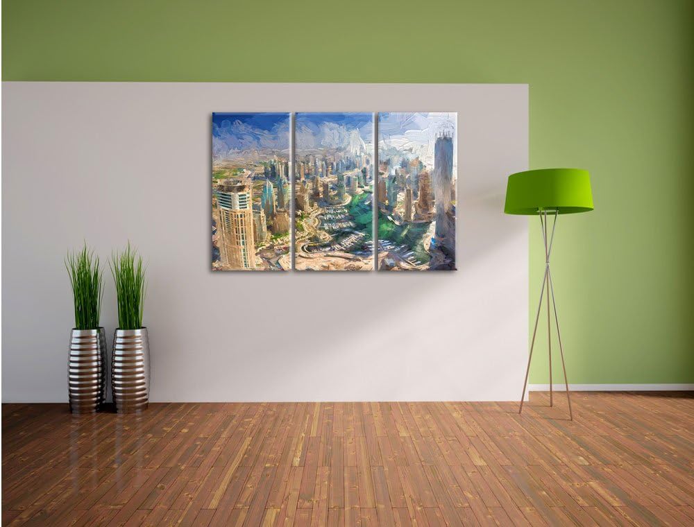 Pixxprint Dubai Hotel Burj al Arab als Leinwandbild/Grösse: 3 Teilig (120x80 cm) cm/Wandbild/Kunstdr