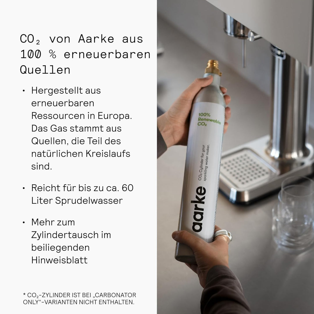 Aarke Carbonator 3, Premium Wassersprudler aus Edelstahl mit Aarke Flasche, Mattgrau Finish, Mattgra