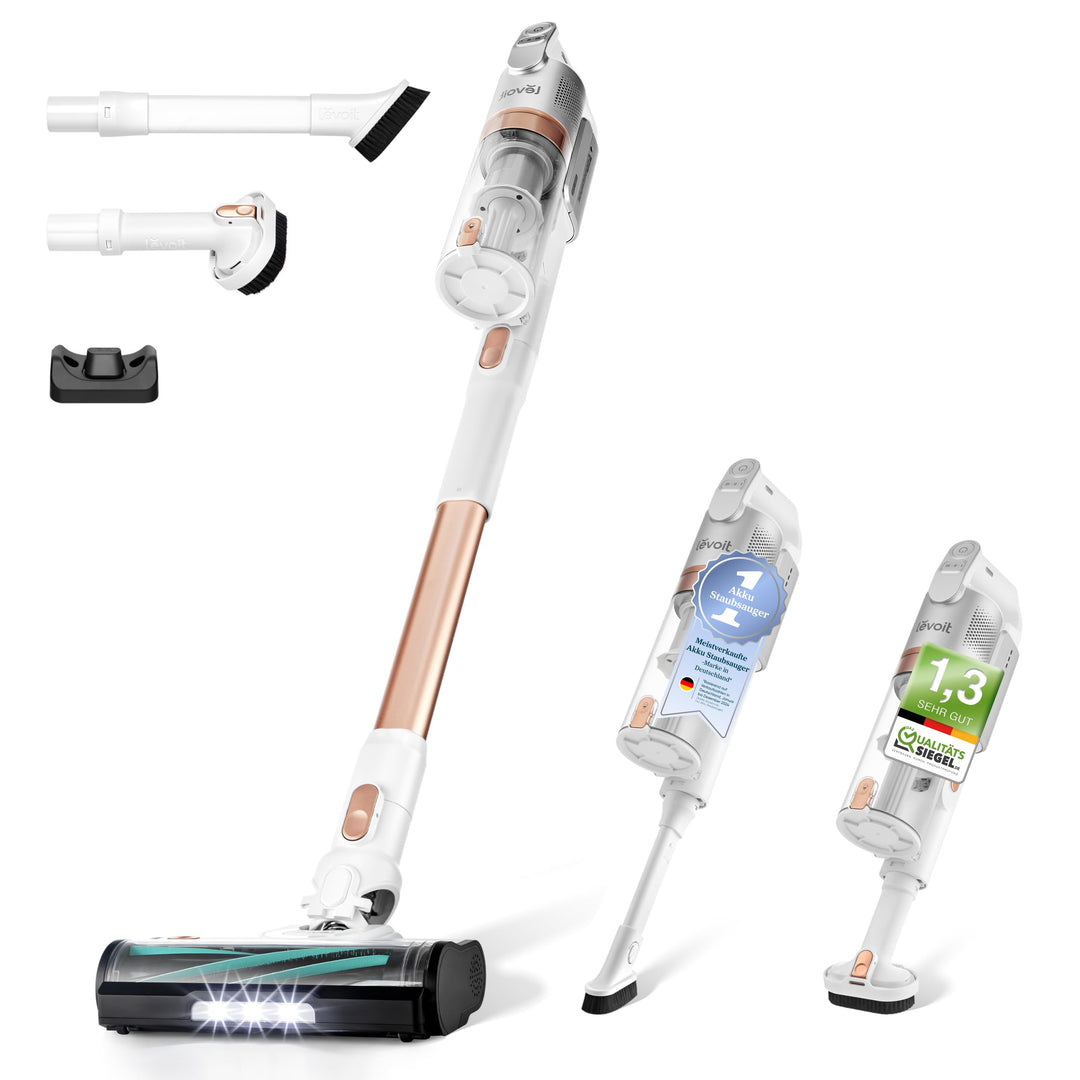 Levoit Akku Staubsauger mit Anti-Haar-Verwicklung, max 50Min Laufzeit, Akkustaubsauger mit 99,9 Proz