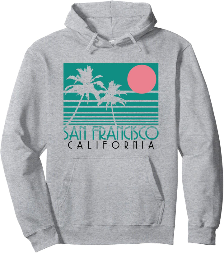 San Francisco California Palmen Surf Vintage Retro Pullover Hoodie