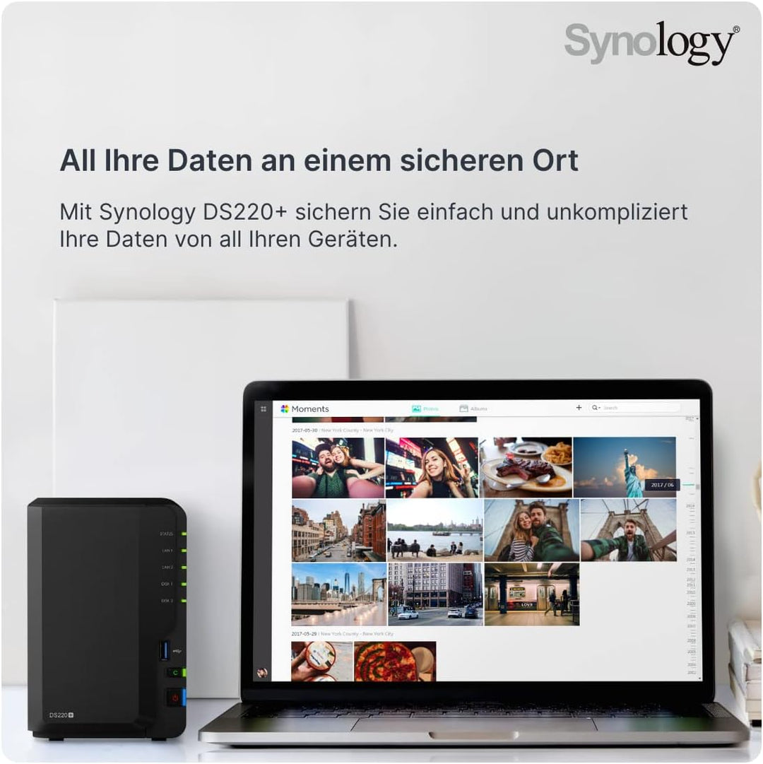 Synology DS220+ 2-Bay Diskstation NAS Intel Celeron J4025 2GB Ram 2xRJ-45 1GbE LAN-Port Bundle mit 2