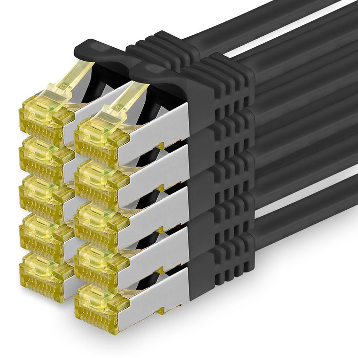 Cat.7 Netzwerkkabel 1,5m Schwarz 10 Stück Cat7 Ethernetkabel Netzwerk LAN Kabel Rohkabel 10 Gb s SFT