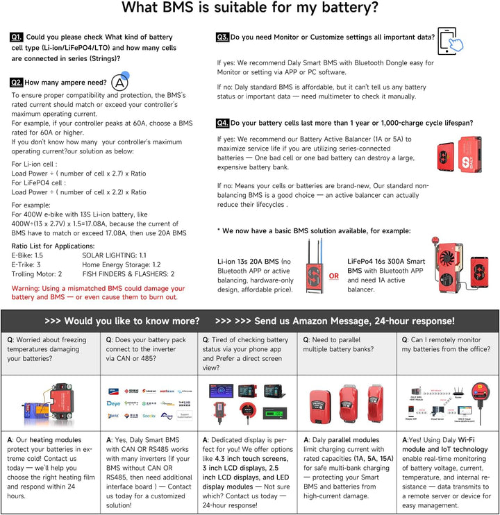 DALY BMS 12V 100A – 1A Active Balance Batteriemanagementsystem, integriertes Bluetooth für 4S LifePO