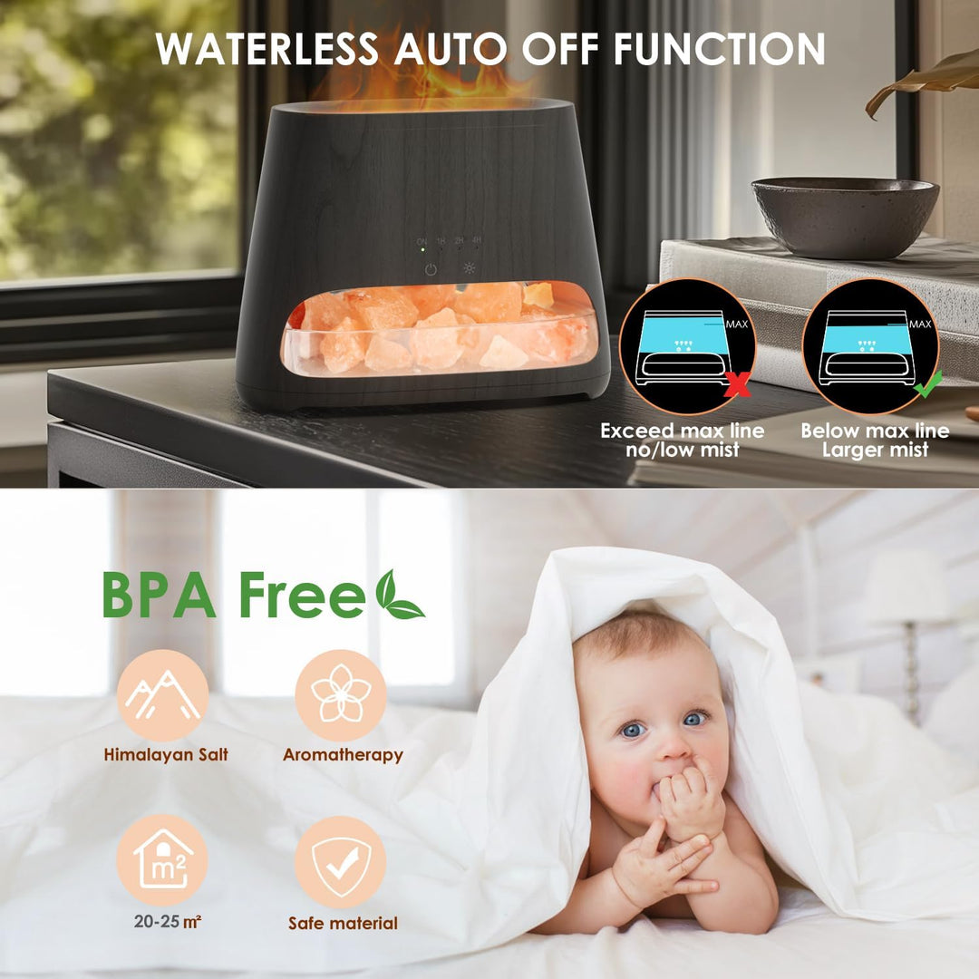 SALKING 2-in-1 Aroma Diffuser & Salt Range Pakistan Leuchte, Flammeneffekt Diffusor Aromatherapie fü