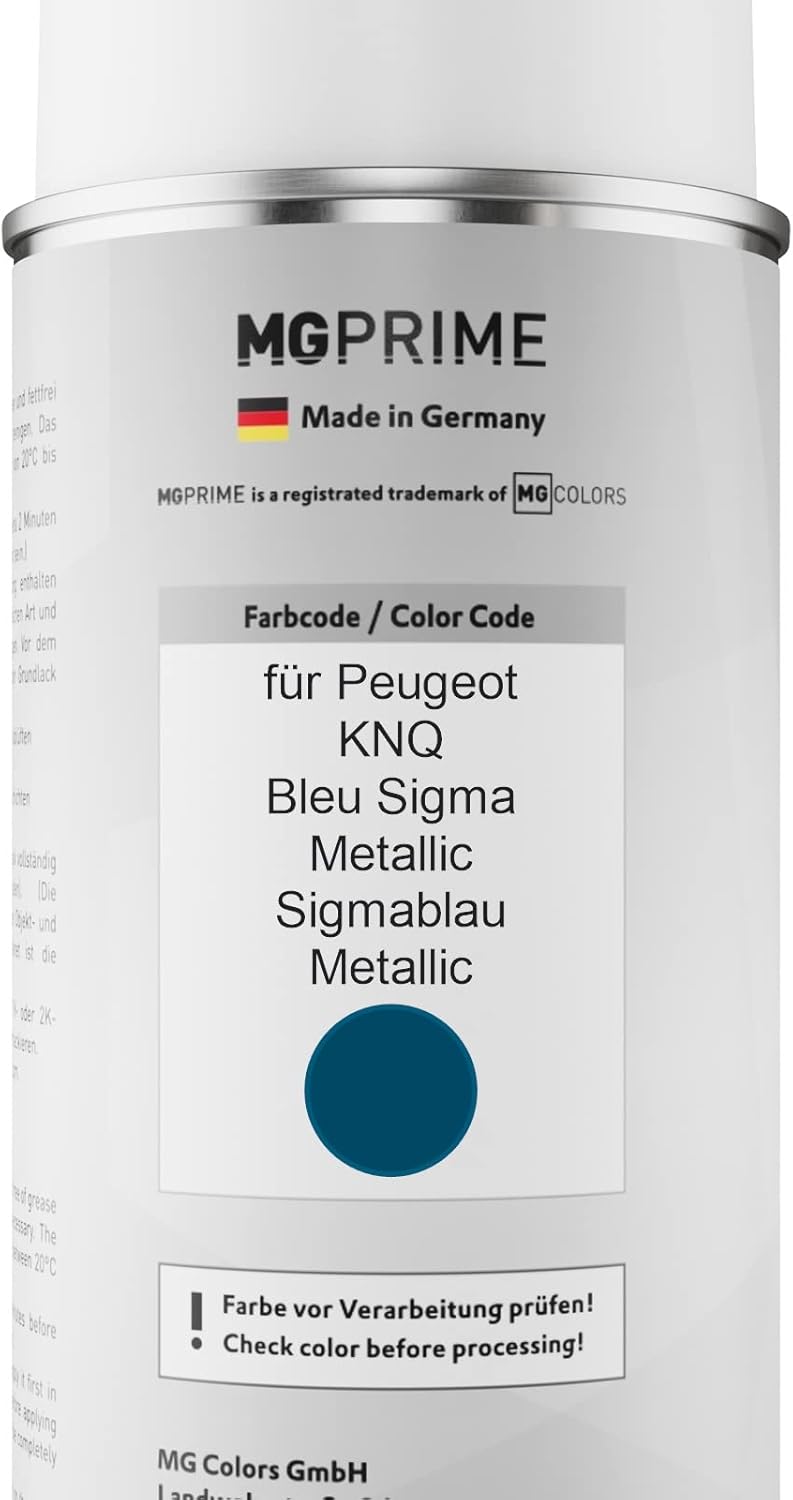 MG PRIME Autolack 2K Spraydosen Set für Peugeot KNQ Bleu Sigma Metallic/Sigmablau Metallic Basislack