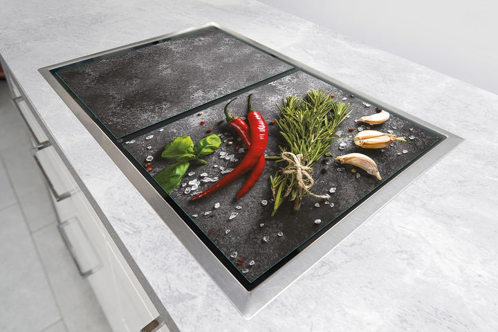 TMK ArtDeko Herdabdeckplatte 2 Teilig 40x52 + 60x52 cm - Spritzschutz Herdabdeckung – Herdschutz aus
