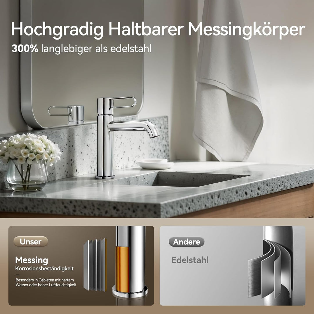 ALPHA HOME Mischbatterie Bad Wasserhahn Badarmatur Waschtischarmatur mit Wassersparfunktion, Einhebe