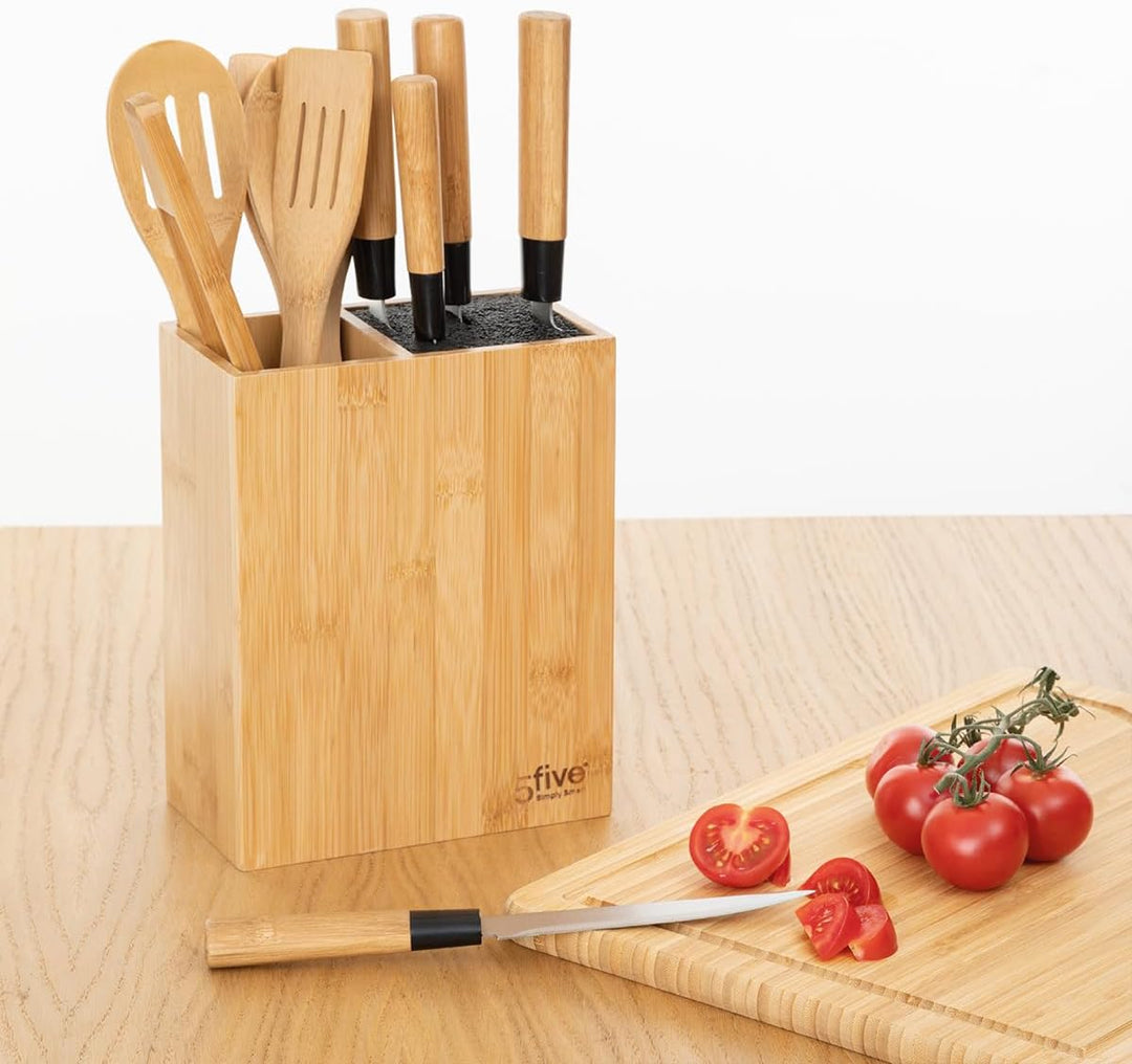 5 five simply smart 5five - block 5 messer &amp; 5 utensilien mit bambusgriff