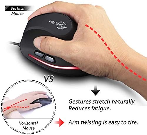 zelotes Ergonomische Maus,3200 DPI,6 Tasten,Vorbeugung Gegen Mausarm,USB Optische Vertikale Maus mit