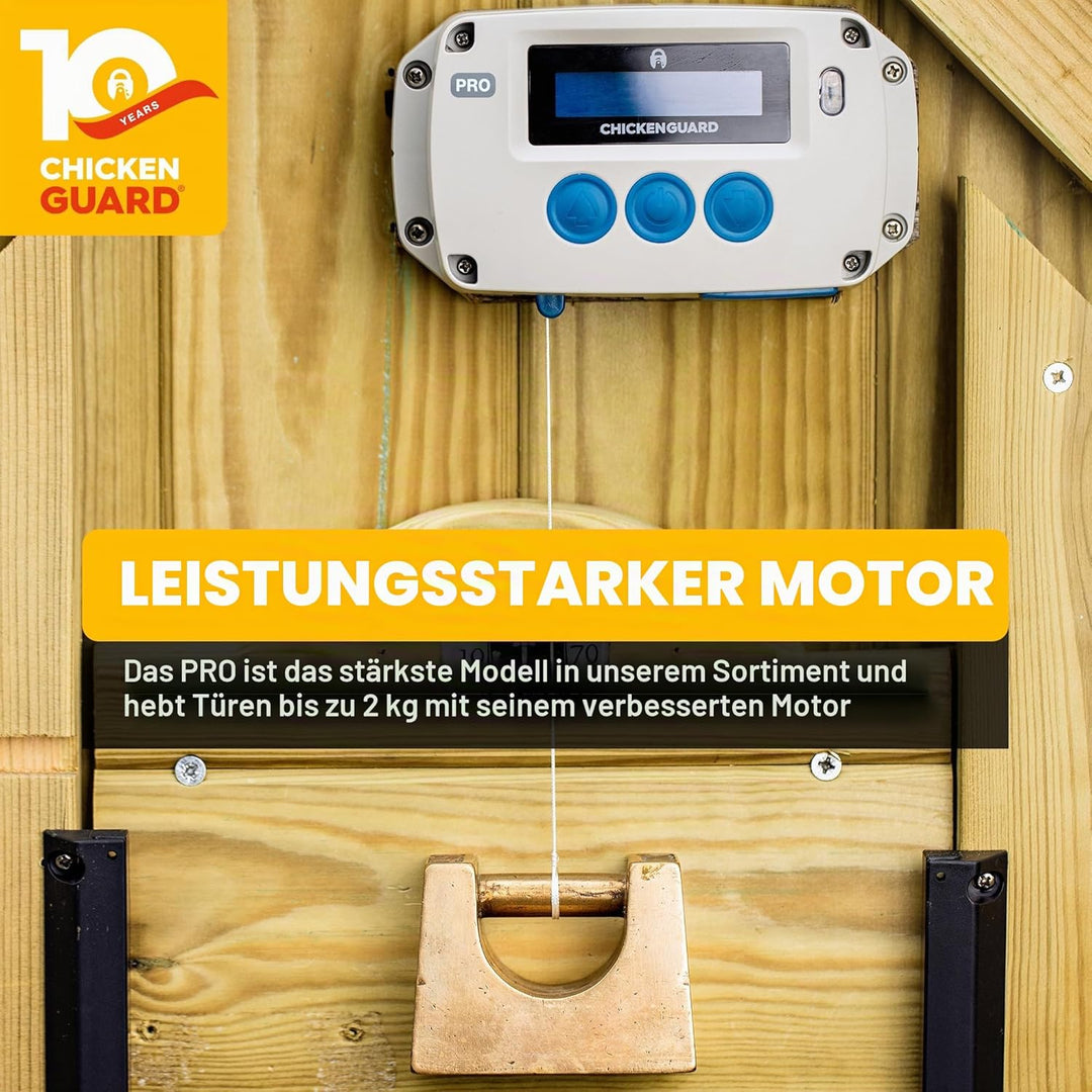2023 ChickenGuard PRO– Neuer automatischer Hühnerstall-Türöffner, hebt Türen bis zu 2 kg, Batterien/