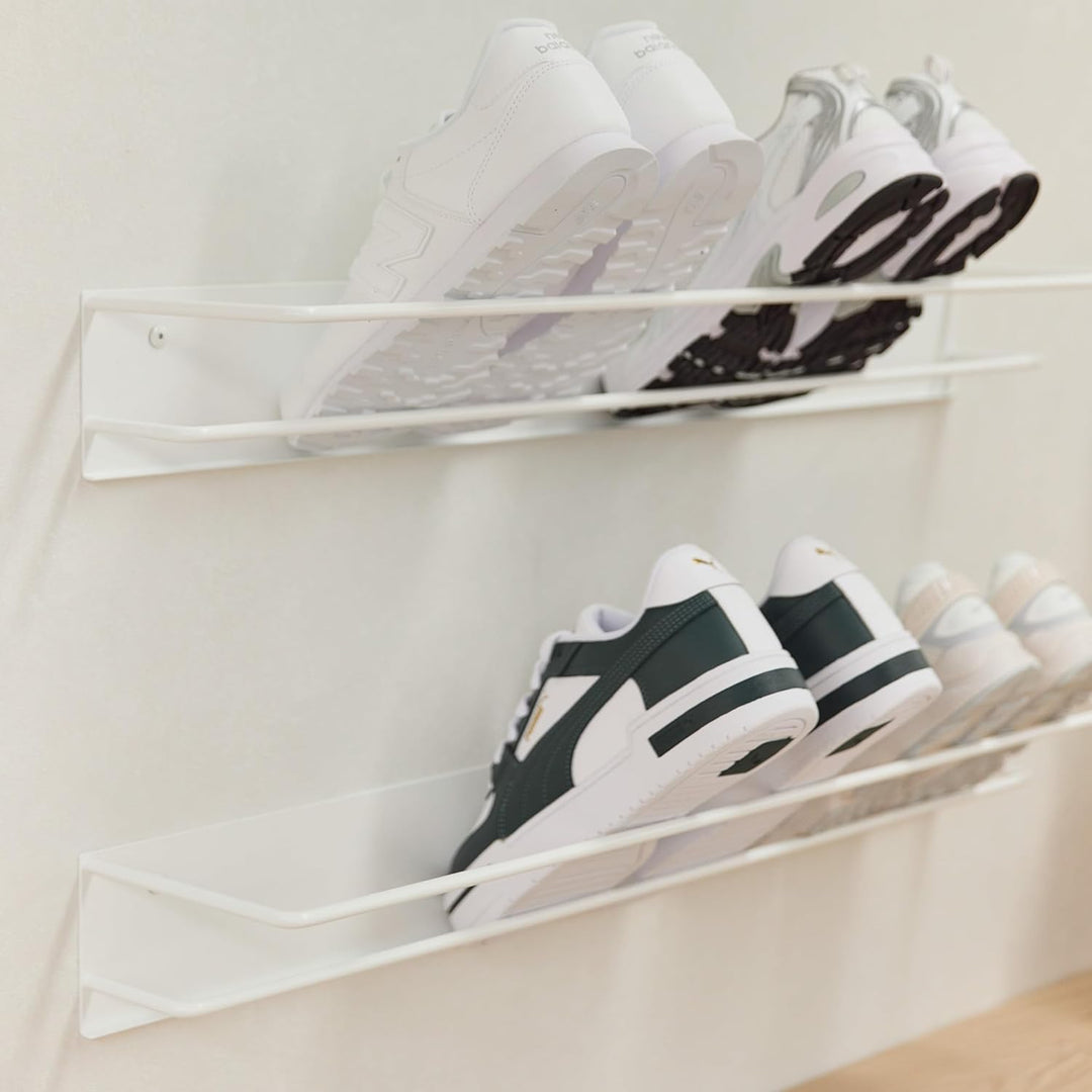 Elegantes Schuhregal Metall (Verkehrsweiss 2er Set) „INN“ – Moderne Schuhaufbewahrung Schuhablage im